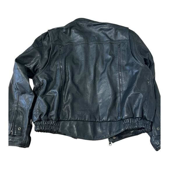 Leather Motorcycle Jacket Mens Vintage Moto Cafe Racer Biker Rider 48 - Picture 8 of 9